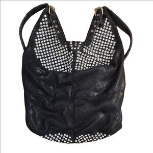 Sleek Black and Silver Backpack with Textured Design